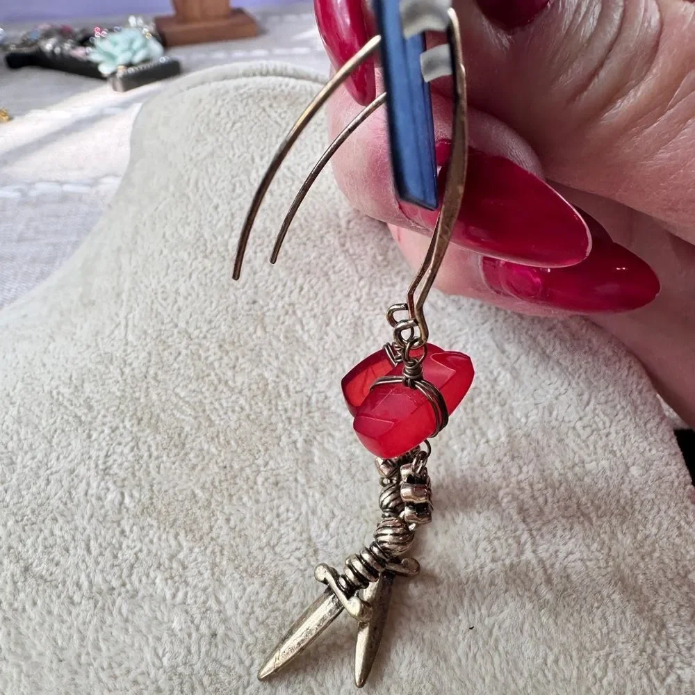 Free People Red Dagger Drop Earrings
